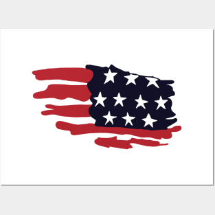 Hand Drawn American Flag Graphic Gift Posters and Art